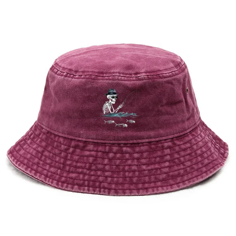 2026 Washed Bucket Hat Vintage Fishing Hat for Men Women Sun Protection Outdoor Gothic Outdoor Cap Macabre Humor Design Hats