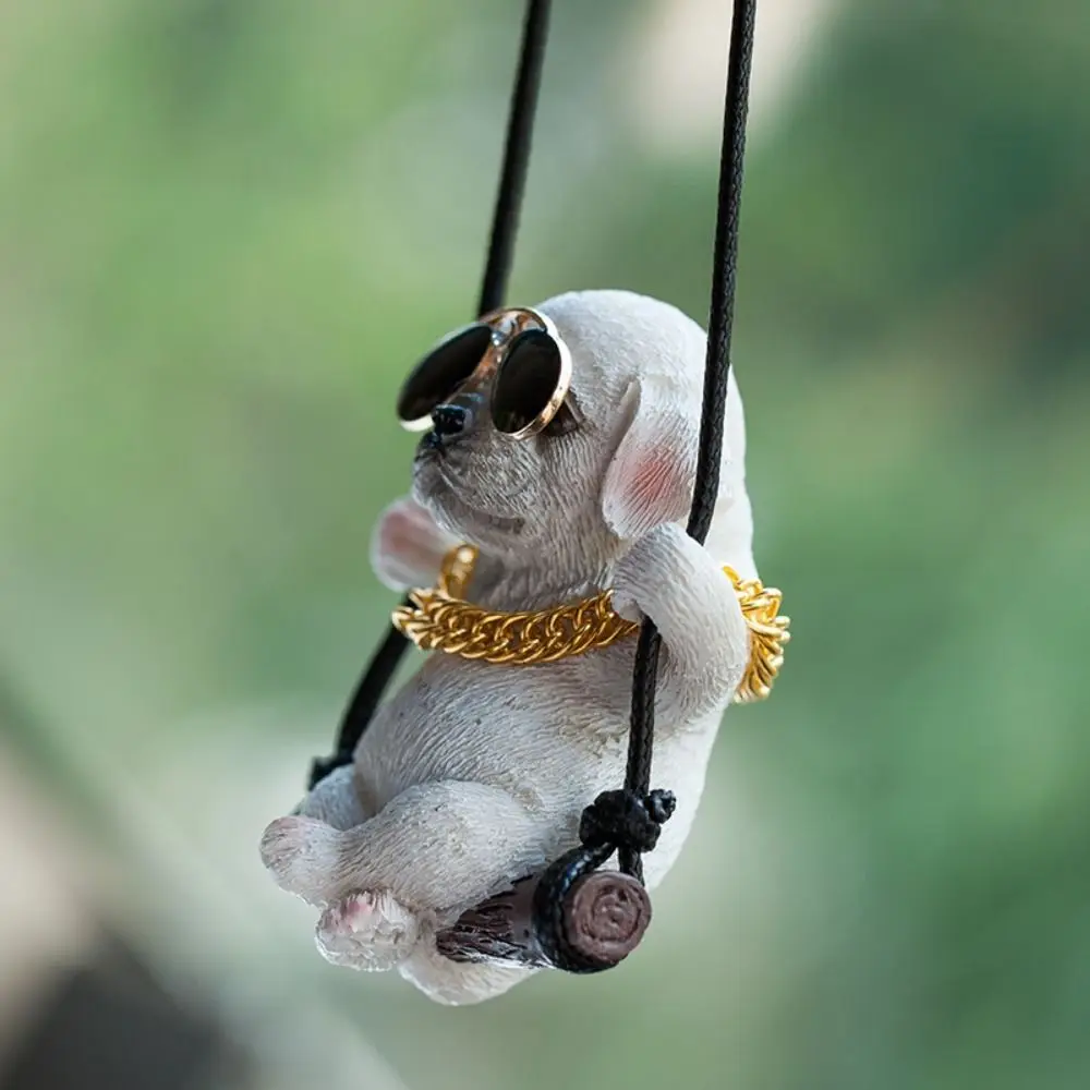 Trend Swing Dog Auto Interior Accessories Decoration Sunglasses Car Pendant Resin Bulldog Car Hanging Crafts
