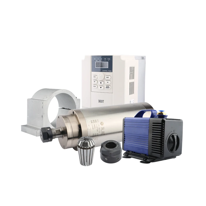 CNC Engraving Machine Accessories Set 3.2kw Spindle Plus 4.0kw Inverter Plus Cooling Water Pump and Spindle Fixture