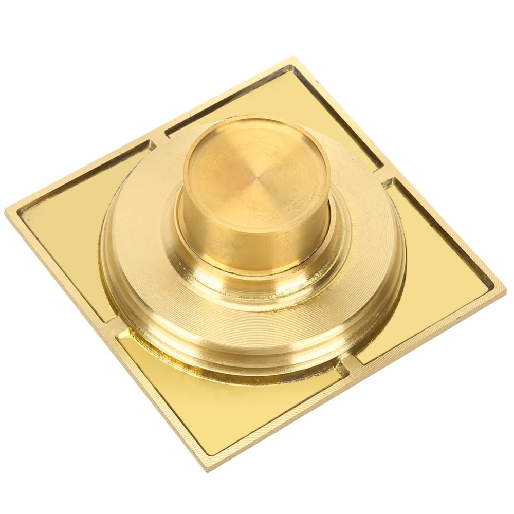 Durable Copper Floor Drain Golden Finish Square Bathroom Drainer Anti Smell Anti Odor Large Caliber Hair Catcher Toilet