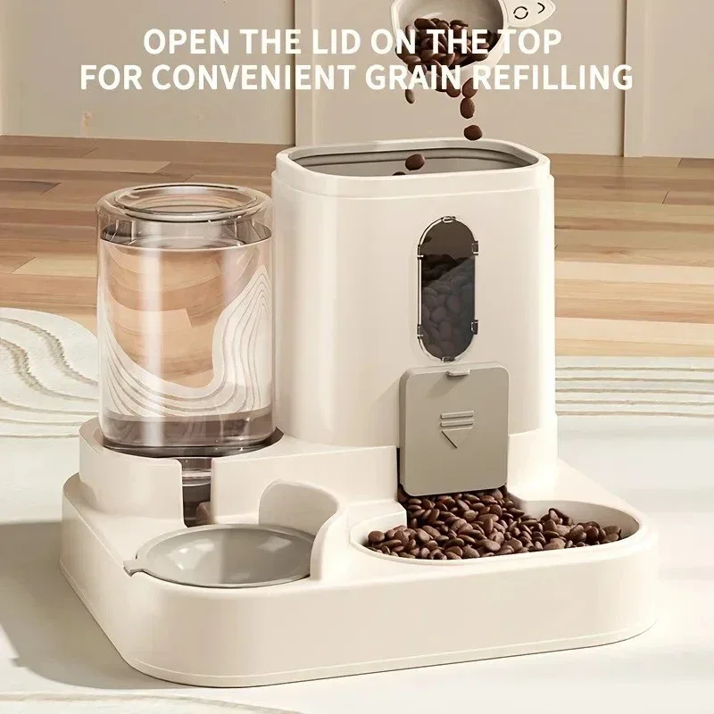 @1Q2in 1 Cat Food Dispenser Water and Food Integrated Fully Automatic Cat Food Feeding and Water Dispenser Cute Water Dispenser