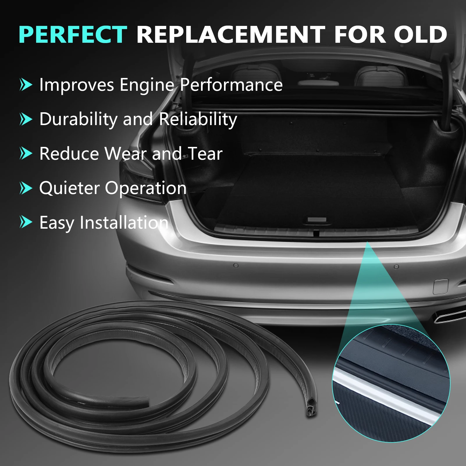 Rear Trunk Weather Stripping Fit for Civic 1996-2000,Rear Trunk Seal Weatherstrip 74865-S04-003