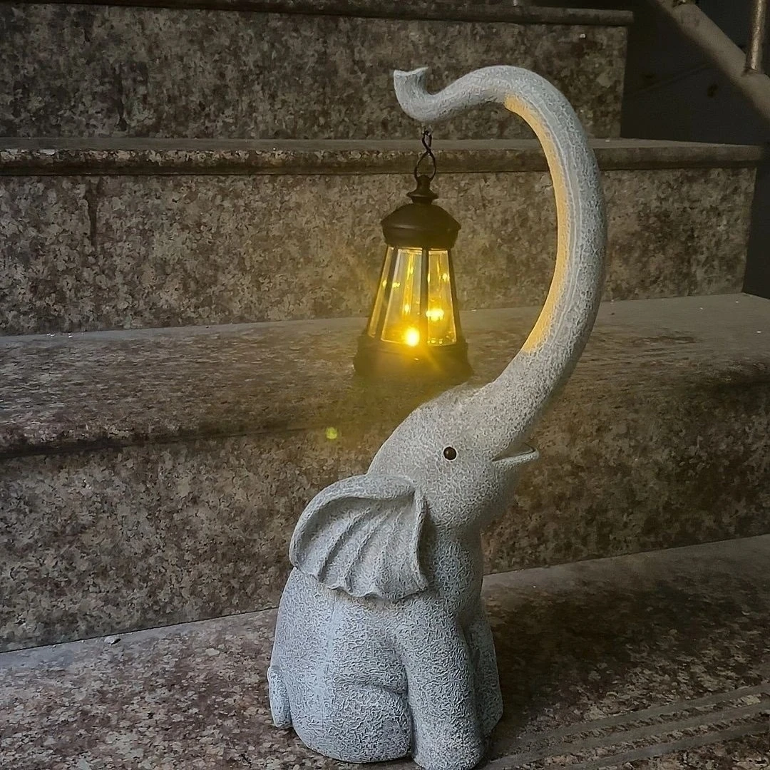 Hot selling pair of stone mother son elephant gatekeeper stone elephant resin creative cute ornament