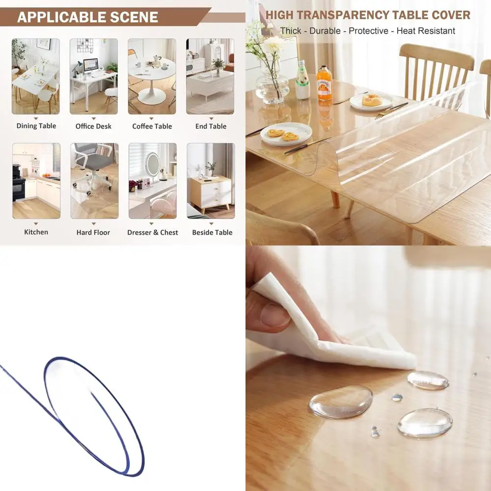 

Прозрачная пластиковая защитная пленка для стола толщиной 2 мм, 38 x 66, водонепроницаемое покрытие для обеденных и кухонных столов