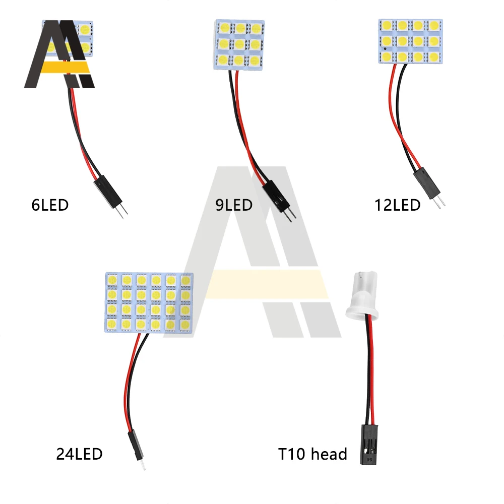 Bombilla de lectura LED DC12V 5050, Panel de luz LED de techo para luz Interior de coche, luz de lectura para maletero, luz de puerta lateral, luz de paso