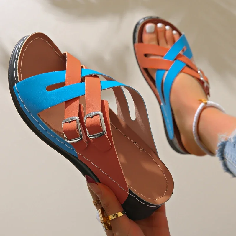 

Женские тапочки, летние удобные сандалии на танкетке, Нескользящие тапочки с открытым носком, повседневная обувь на платформе в стиле ретро, женские домашние шлепанцы, женские