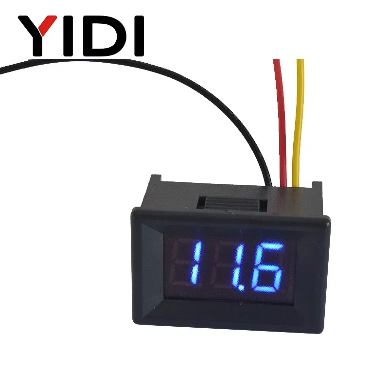 0.36\'\' DC 0-100V Mini LED Digital Voltmeter Red Green Blue LED Car Voltage Detector DC 2.3-30V Reading Calibrate Meter 2 3 Cable