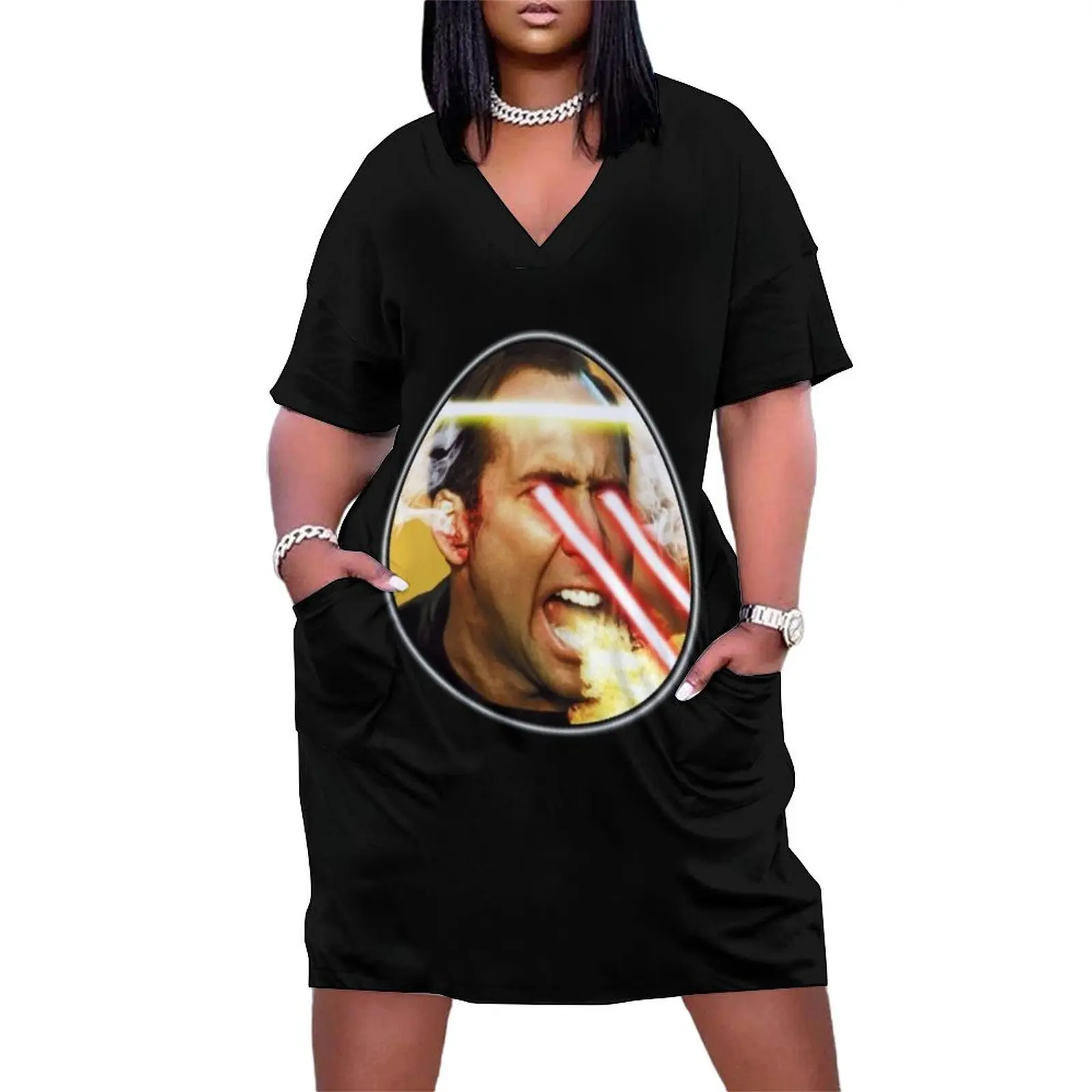 Nicolas Cage Rage - Nicholas Cage - Nick Cage - Nic Loose Pocket Dress party dresses women Dress women Women's summer suit