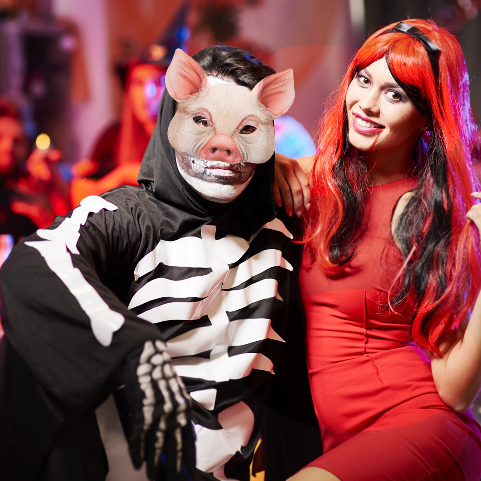 

Pink Animal Pig For Halloween Party Festival Fancy Ball Masquerade Carnival Lightweight Comfortable Face Accessory For Women Men