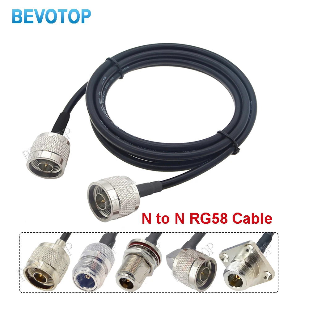 RG-58 N Type Male to Female Coaxial Cable Adapter 50 Ohm RF Extension Connector Jumper Pigtail Custom RG58 Cable for Electronics