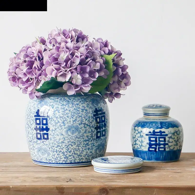 Porcelain Storage Jar Vase Countertop Decoration Tea Ceramic Flowers Decor