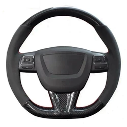 Car Steering Wheel Cover Black Carbon Fiber Black Suede For Seat Leon Altea Leon Cupra 2008-2012 Toledo Alhambra 2010-2015