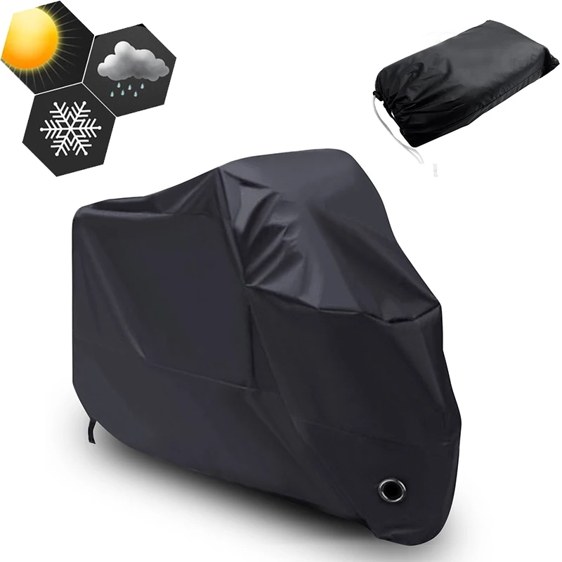 190T Motorcycle Cover Waterproof All Season Dustproof UV Protective Outdoor Indoor Scooter Wear-resistant Fabric Motorbike Cover