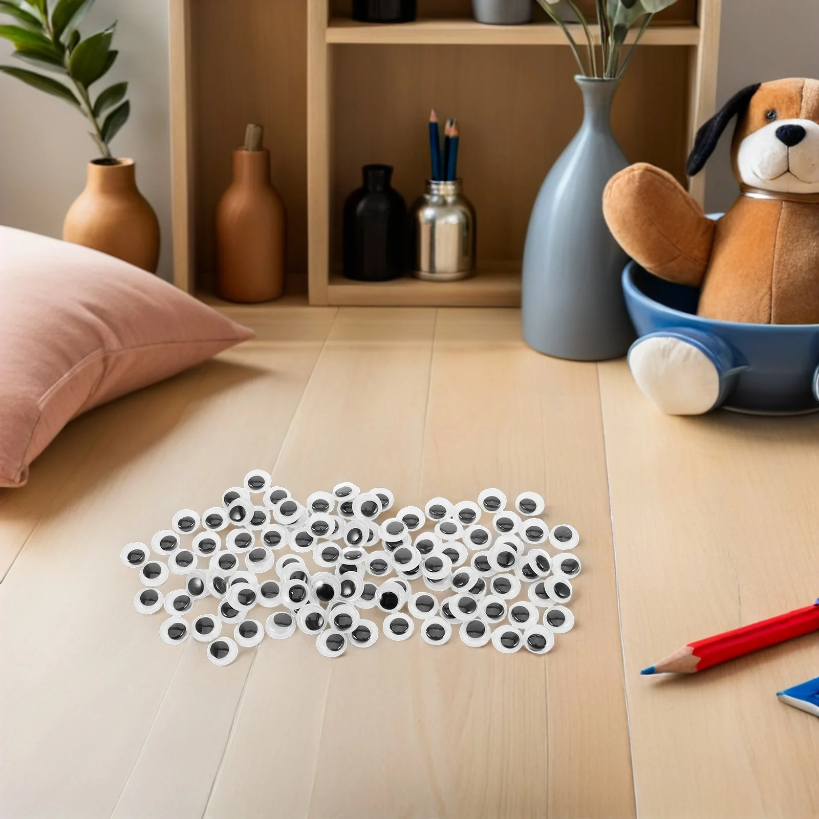 100 olhos plásticos redondos dos pces 12mm para globos oculares autoadesivos móveis artesanais suprimentos de artesanato criativo para animais de pelúcia e
