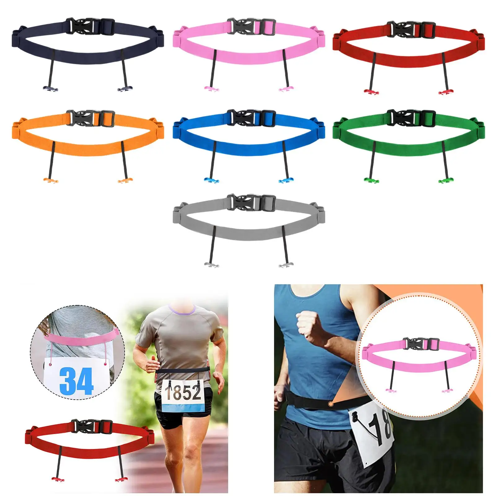 Elastic Triathlon Running Belt Adjustable Sports Carrier Lightweight Bib Holder for Trail Running Marathon Events