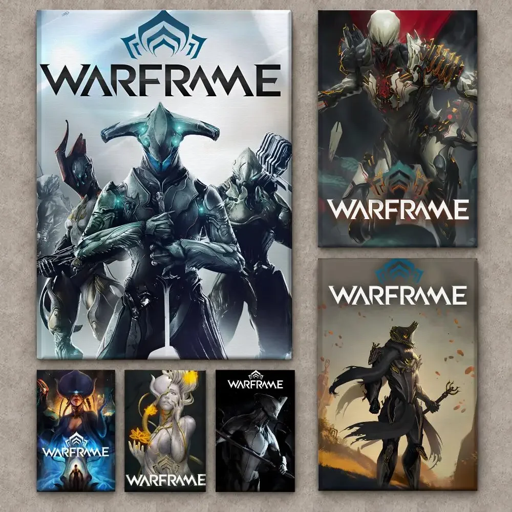 Video Game W-Warframe Painting Calligraphy Framed Canvas Wall Art Gallery Wrapped Ready To Hang Living Room Bedroom Home Decor