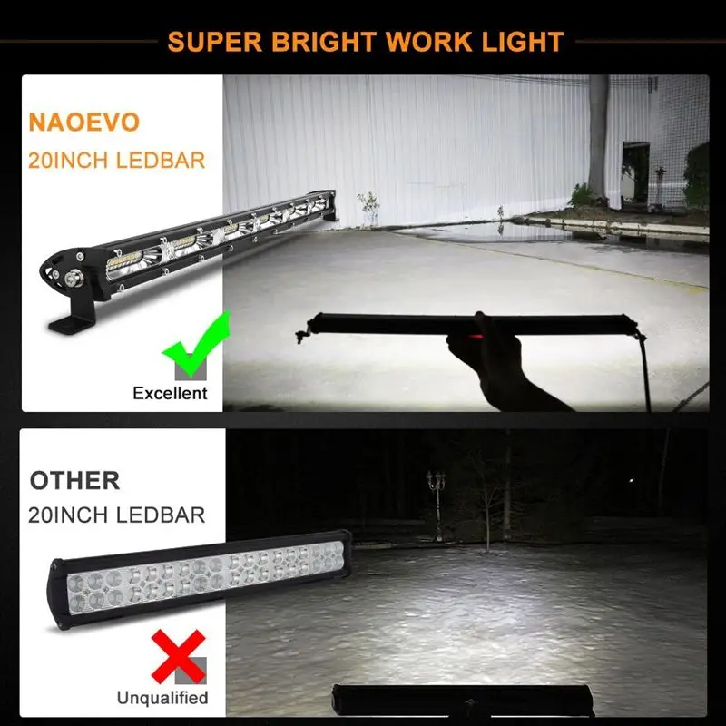 7/13Inch LED Work Light Ultra-thin Single Row LED Light Bar Suitable for Off-road 4x4 Je-ep Trucks Tractor Fog Lights