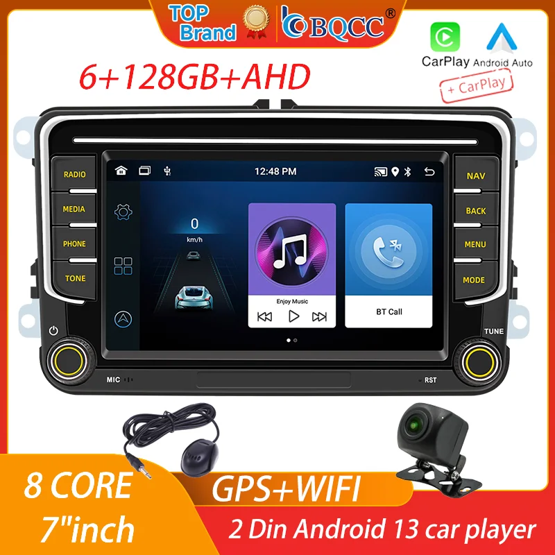 Bqcc 7 "android 13 octa núcleo jogador de carro mirrorlink carplay wifi gps para volkswagen vw cc passat b7 polo golf 5 6 jetta mk5 mk6