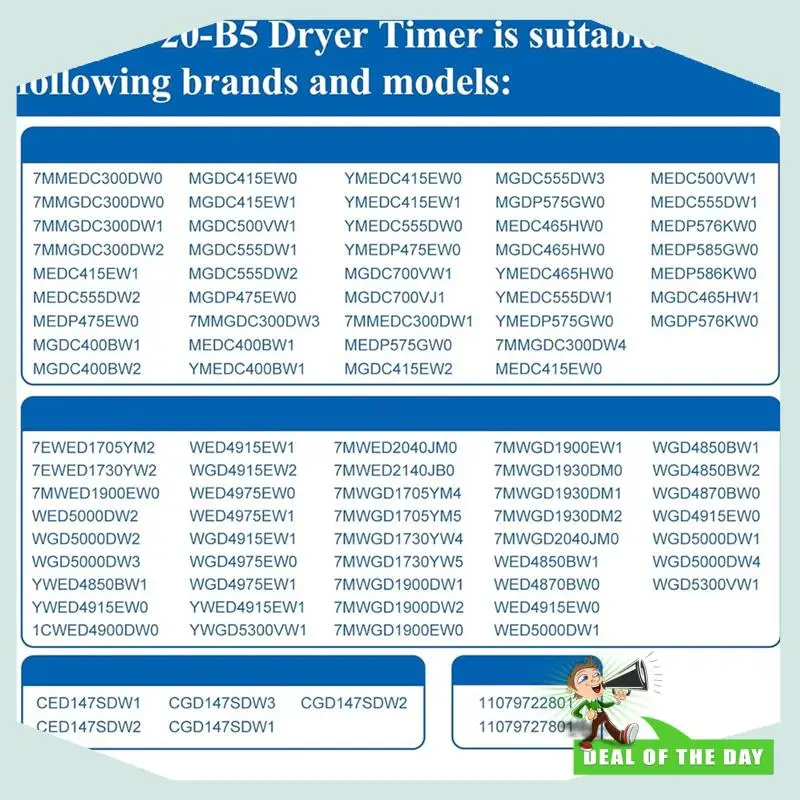 24-Hour Delivery For Maytag For Whirlpool W10185992 Dryer Timer Replacement Part Numbers 418-095-20-B5 MEDC465HW0 MGDC465HW0 WGD view 2