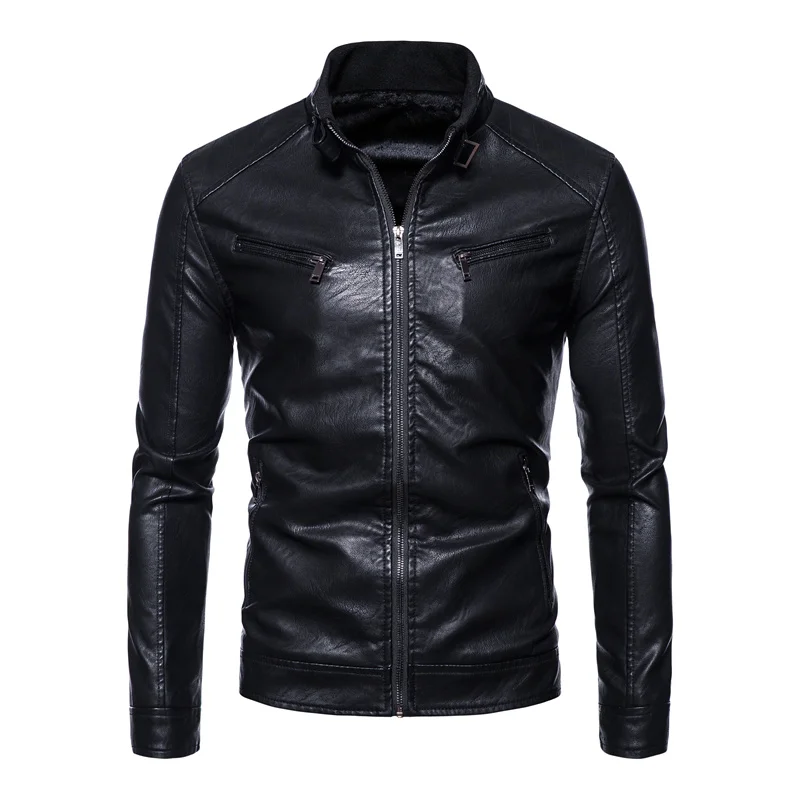 

Men's PU Leather Jacket Men's Motorcycle Leather Jacket Korean Version Casual Trendy Workwear Jacket Light Business Men's Coat