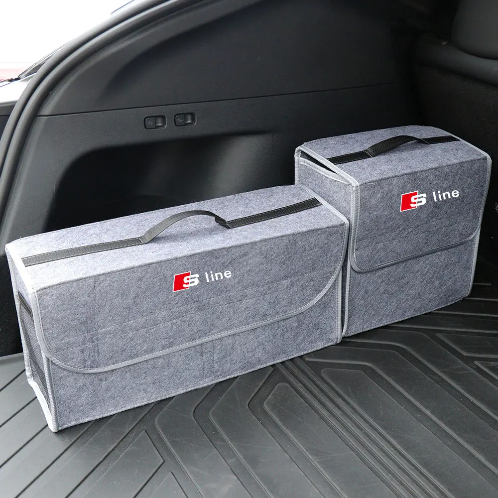 For Audi SLINE A3 8P S3 A4 B8 B7 A6 C5 C7 A5 Q3 Q5 Q7 TT A1 TT RS Quattro Car Logo Trunk Storage Box Felt Folding Organizer Case view 6