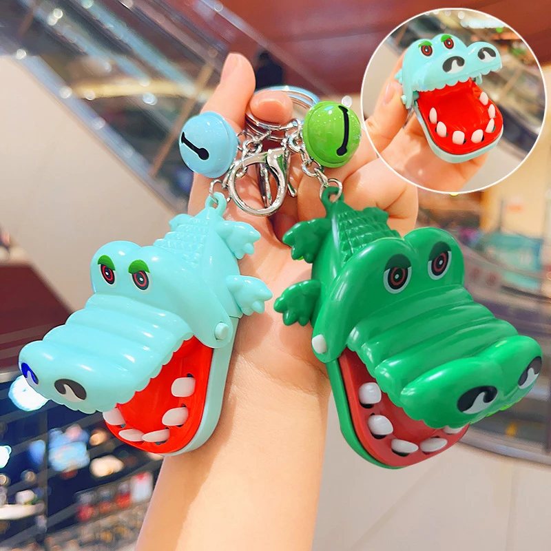 Crocodile Teeth Toys Keychain Children's Crocodile Bites Fingers Reaction Training Dinosaurs Animal Pull Back Trick Game Family