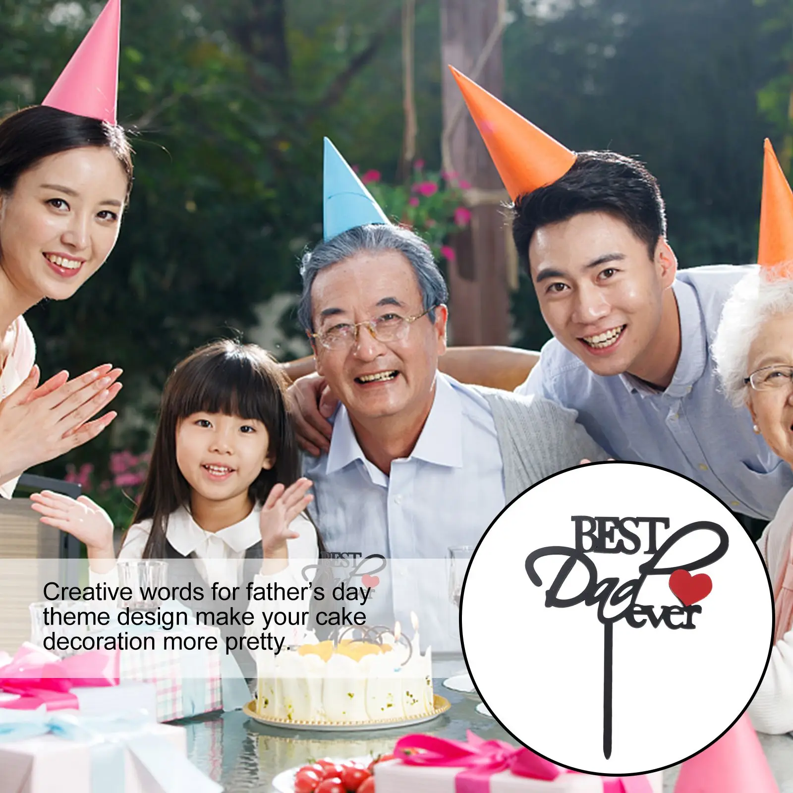 

10 Pcs Acrylic Cake Card Insert Decorations Father's Day Toppers Romantic Picks Dessert Dad Party