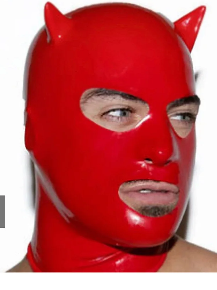 New mask Hats Latex Hood Cosplay devil Horn MOULD seamless no zipper 2D version halloween