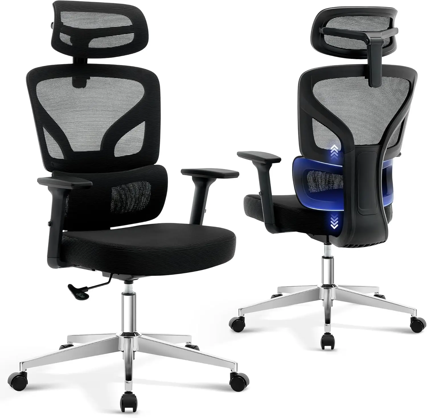 Office Chair Ergonomic Desk Chair-Home Mesh Desk Chair with Adjustable Lumbar Support,Computer Gaming Chair for Home, Office