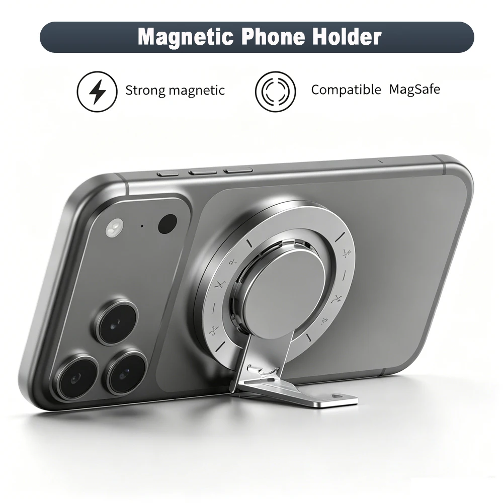 

Double Sided Magnetic Phone Holder with Hook, Desktop Stand for IPhone Samsung Android, Adjustable Angle