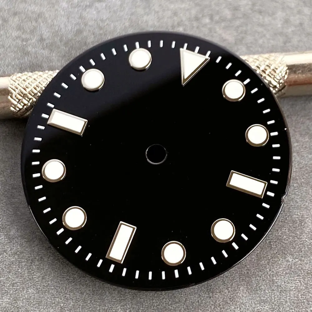 Tandorio New Mod 29mm Black 100m Water Resistant Text Watch Dial Face Parts For 