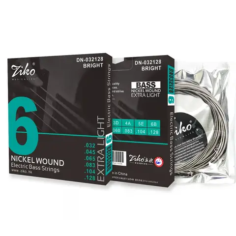 ZIKO 6현 베이스 DN-032128 기타 현 육각형 스틸 코어 니켈 와운드 베이스 기타 현 기타 부품 및 액세서리