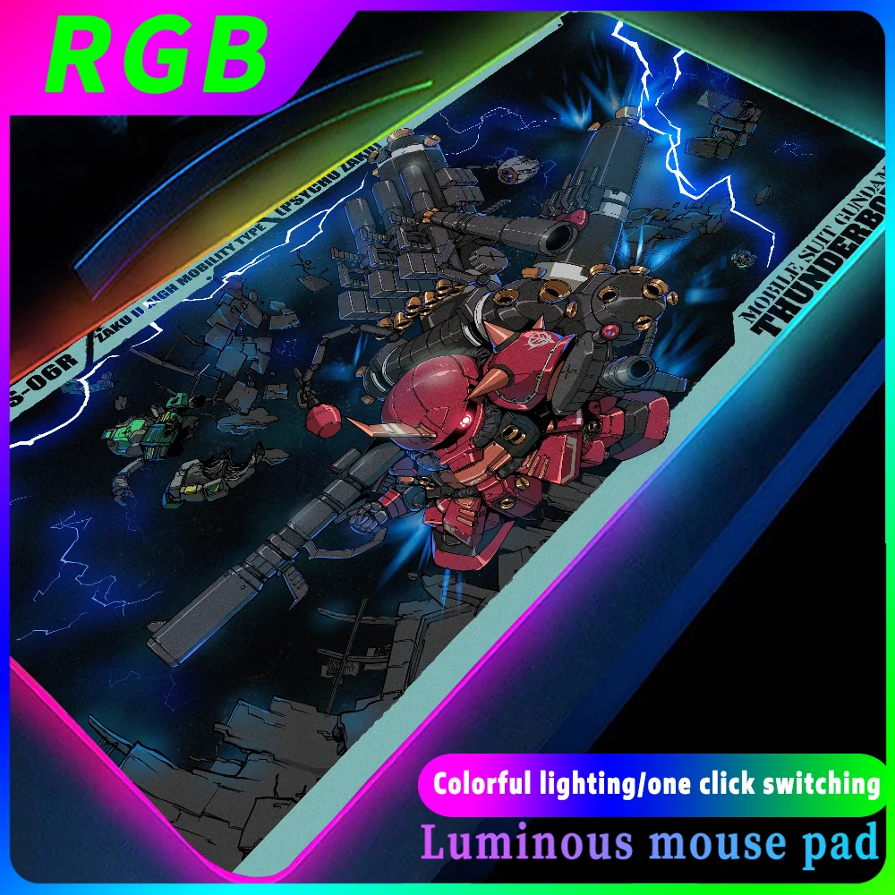 Imagem -03 - Grande Rgb Mousepad com Rgb Led Alta Velocidade Acessórios de Computador Mouse Pad Desk Mat Gaming Mat Guerreiro Mecânico g Gundam