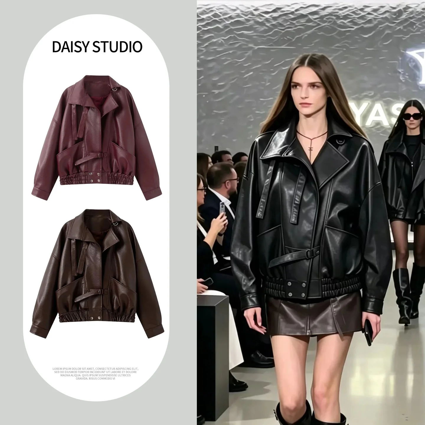 Fall New Arrival Women's Commuter Style Loose Fit Collared Long Sleeve Elastic Hem Short Jacket Outerwear French Style Polyes...