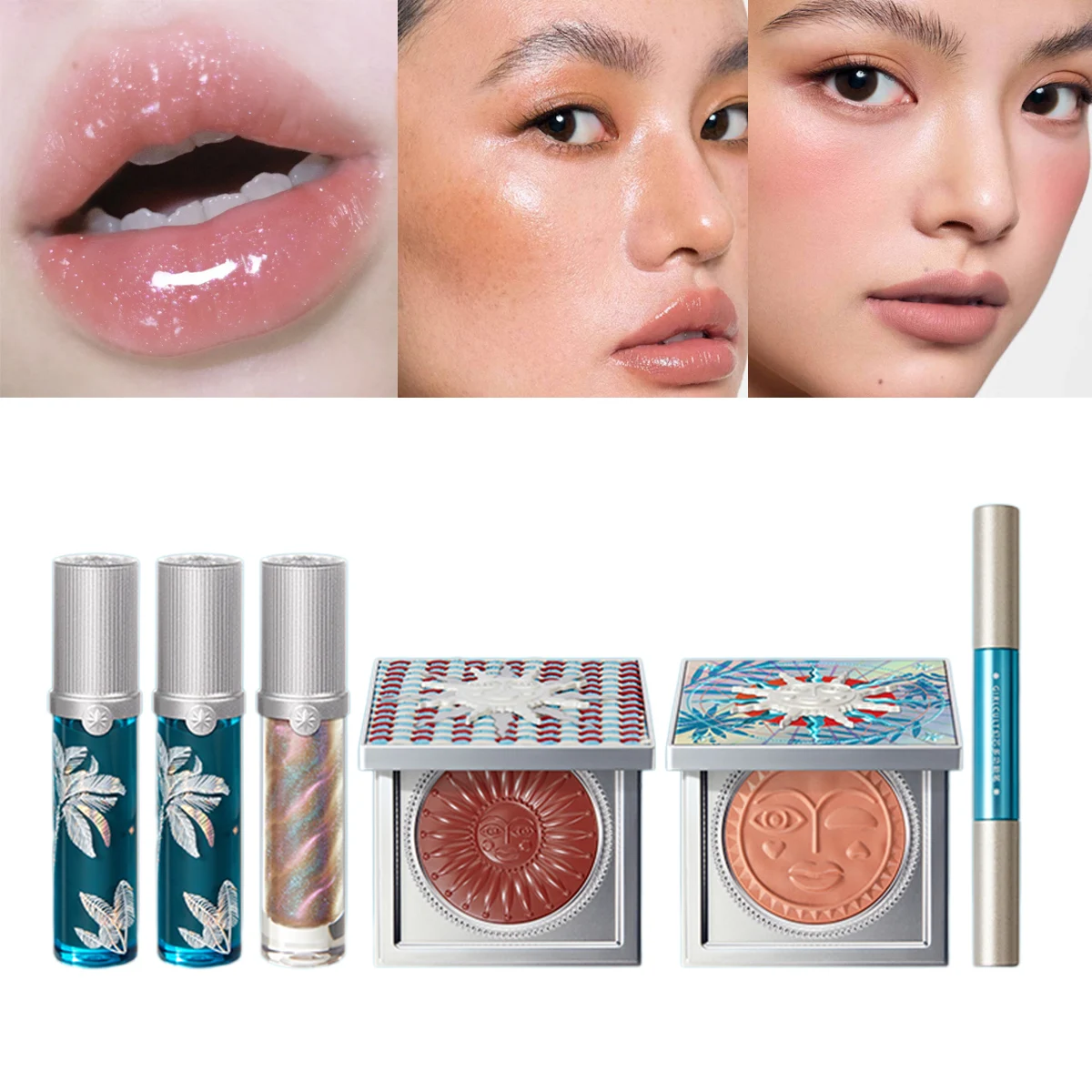 Zestaw do policzków i ust Girlcult Multi Use Lip Cheek Stick z konturówką do ust Glossy Hydrating Long Lasting Summer Holiday Collection