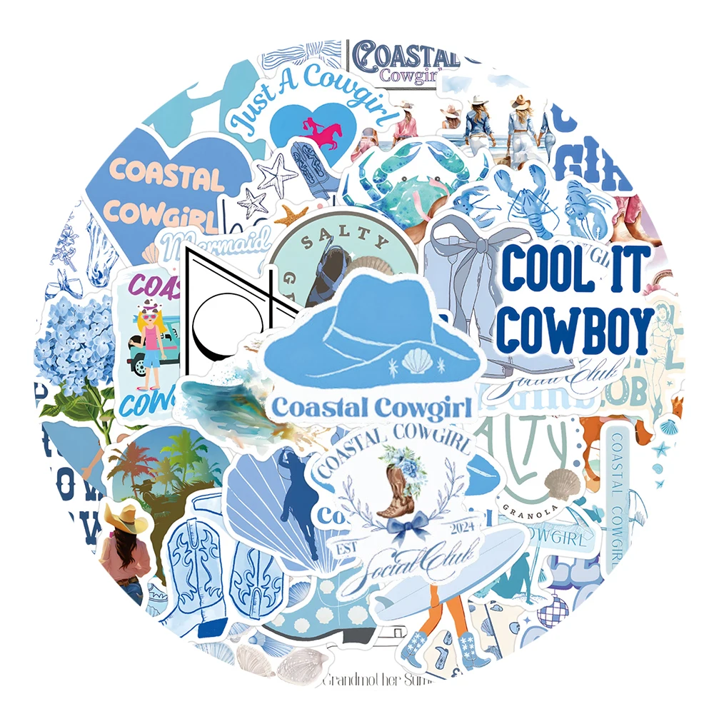 

10/30/55pcs Coastal Cowgirl Fresh Style Aesthetic Stickers Cartoon Creative Sticker Scrapbook Luggage Phone PVC Graffiti Decals