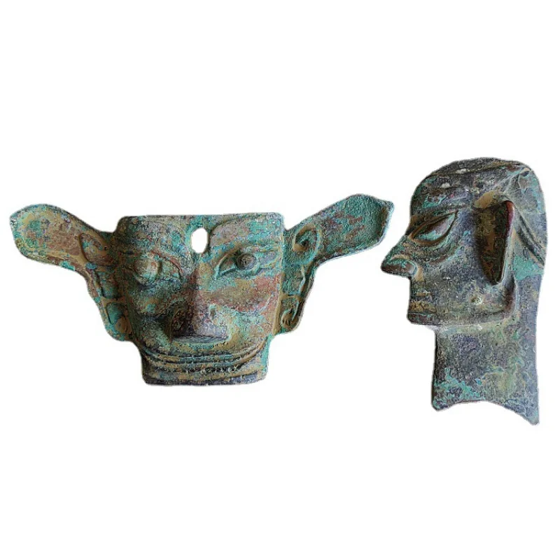 Antique Bronze Wholesale Antique Sanxingdui Bronze Ware Ancient Mask Listing Portrait Listing Bronze Ware Listing