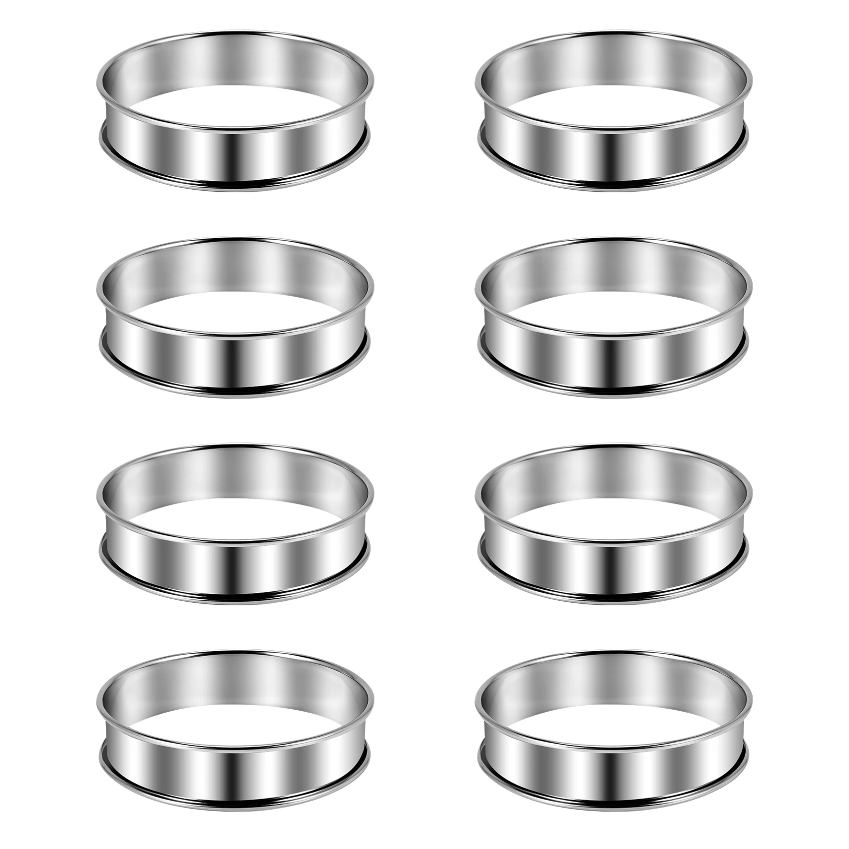 Unique! 8 Pcs 4.1 Inch Muffin Tart Rings Double Tart Ring Stainless Steel Round Ring Mold for Home Cooking Baking Tools