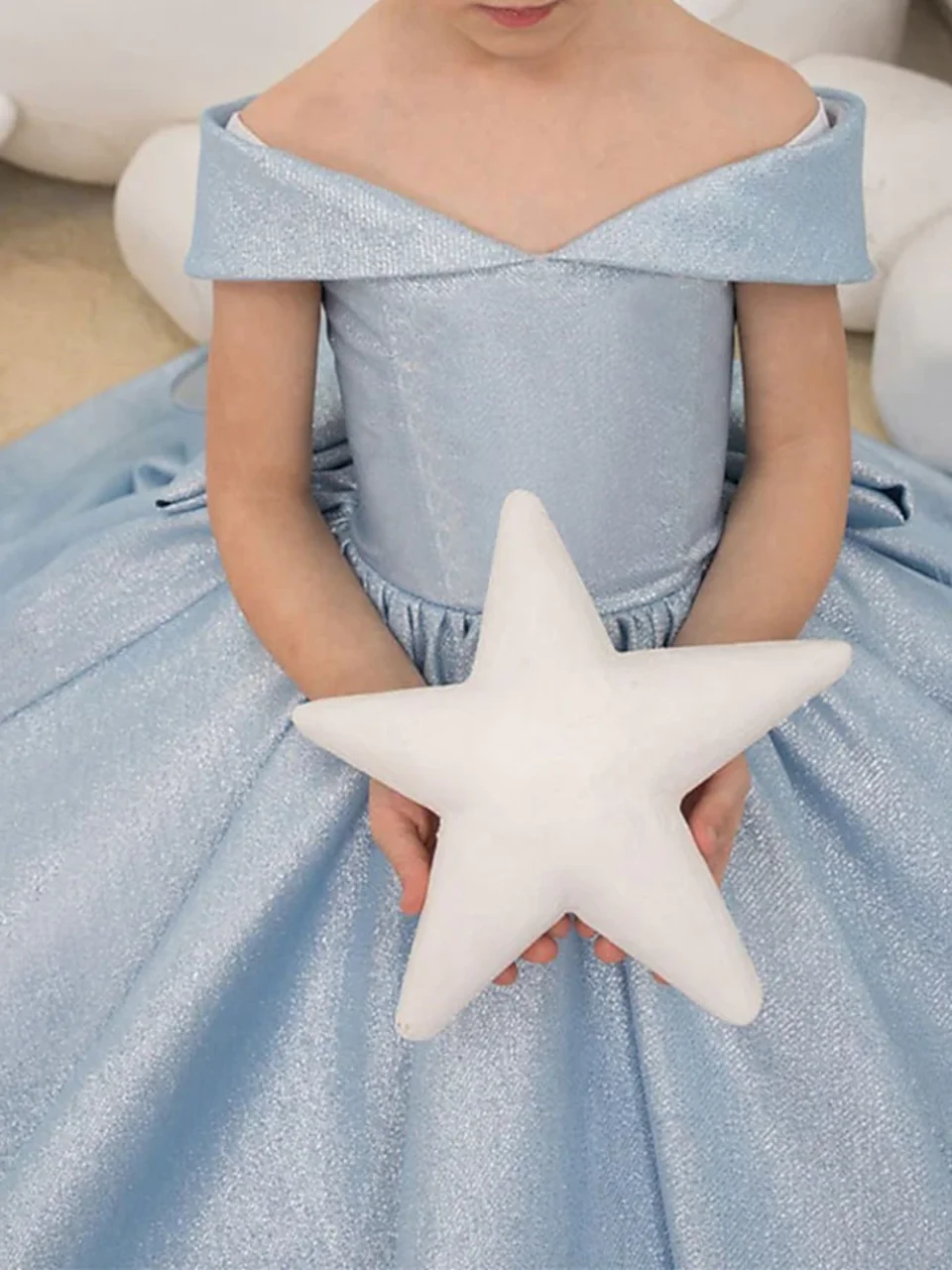 Vestidos largos personalizados con hombros descubiertos para niña, vestido de baile de satén de princesa con lazo elegante para fiesta de cumpleaños de niños, primera comunión Dr