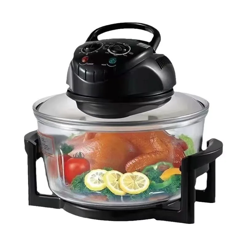 12L Large Capacity Light Wave Furnace Air Fryer Cross-Border Visual Glass Electric Roasting Pan for Household 1 Year