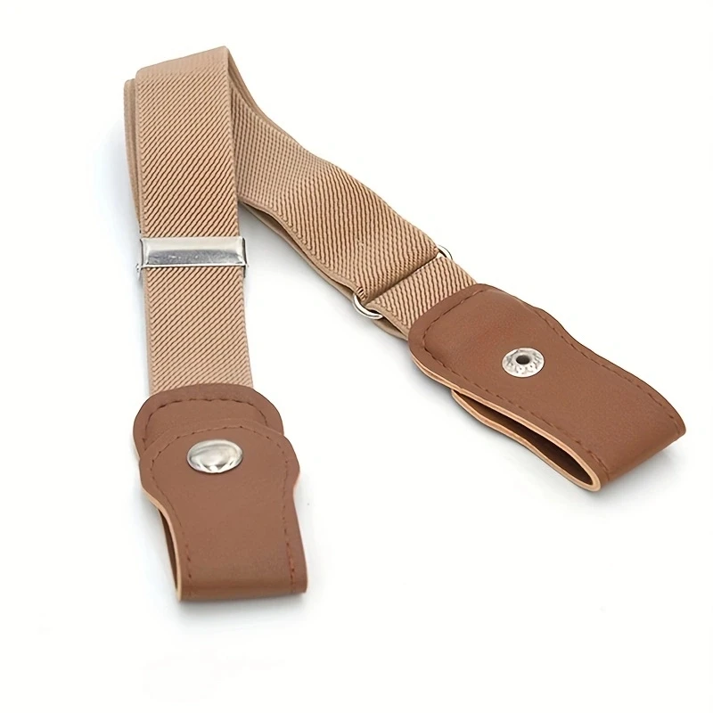 Solid Color Simple Elastic Belt Casual No Buckle Stretch Belt Adjustable Invisible Belts For Girls