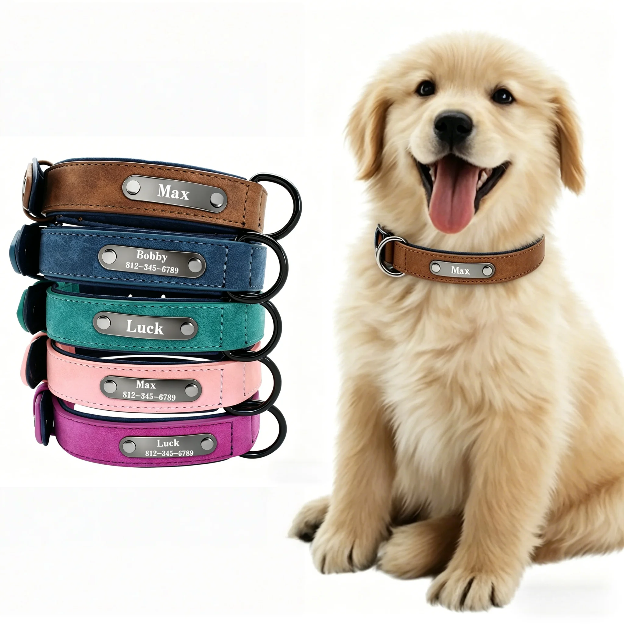 Collar personalizado de cuero para perro – Varias tallas - imagen 4