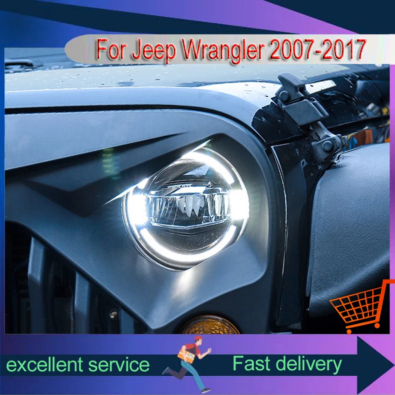 Car Styling for Jeep Wrangler 2007-2017 Headlight Head Light Guide Upgrade Front Lamp Turn Signal Auto Automotive Tool Accessory
