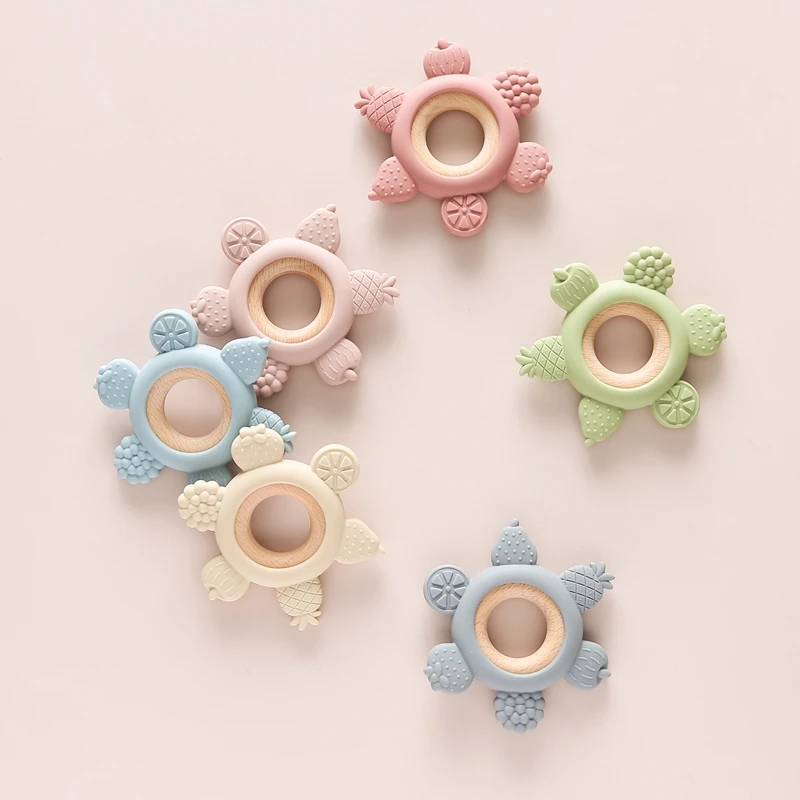 Baby Silicone Teether Toys Food Grade Silicone Cartoon Fruit Bracelet Teething Toys For Baby Soothing Tooth Chew Teething Toys