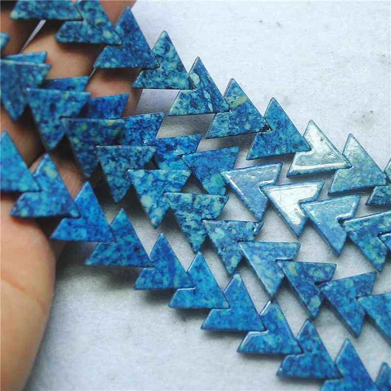 35PCS Natural Blue Gemstone String 15X18MM Triangle Shape For Fashion Women Necklace Making Accessories