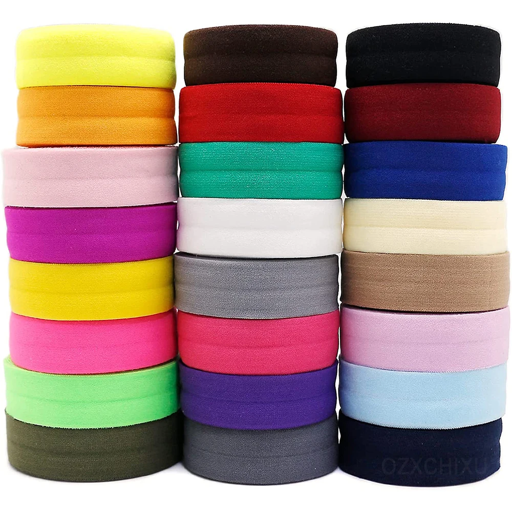 5Yards 2cm Fold Over Elastic Stretch Braided Elastic Bands Weave Polyester Spandex Ribbon For Sewing Lace Trim Garment Accessory