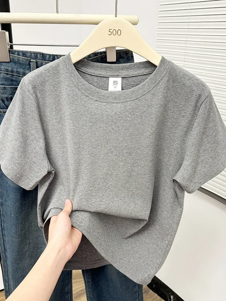 Camiseta informal de alta calidad para mujer, Tops sexys de manga corta, tendencia de moda, ropa lisa para mujer, Tops Y2k 2025, novedad de verano