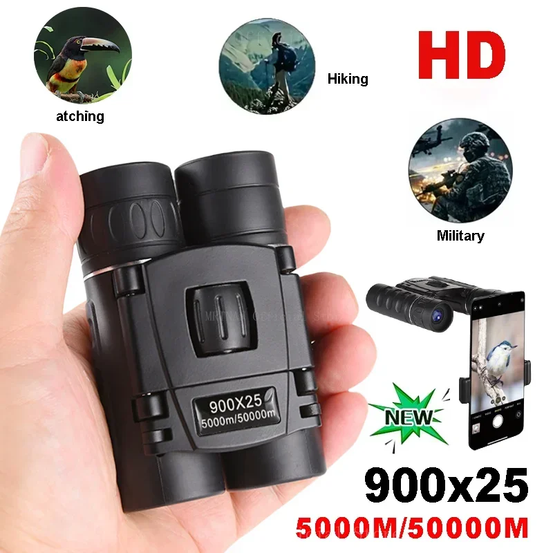 900x25 Powerful Binoculars Long Range BAK4 Telescope HD Portable Folding Low Light Monocular For Outdoor Hunting Camping