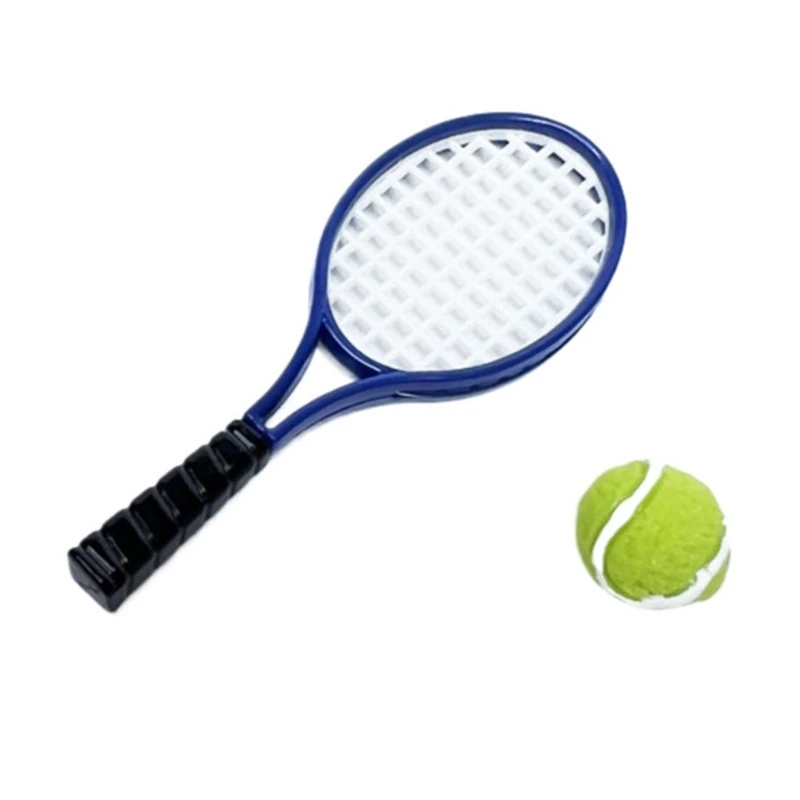 57EE Dolls House Miniature Tennis Gear 1 12 Scales Rackets Outdoor Game Daily Use