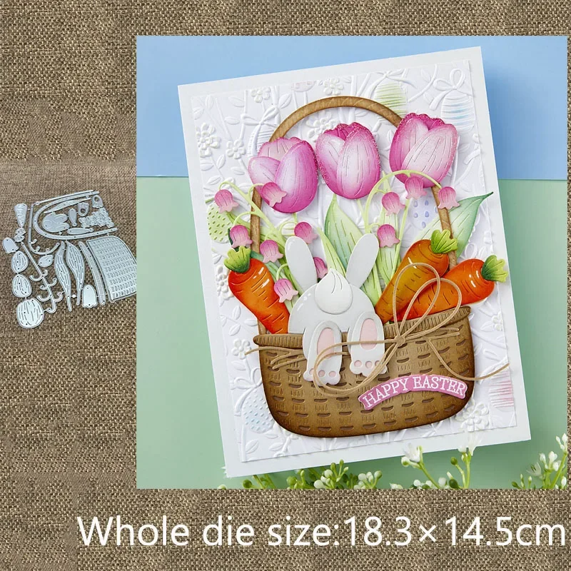 

XLDesign Craft Metal stencil mold Cutting Die Basket Carrots Rabbit Flowers scrapbook die cut Album Paper Card Craft Embossing